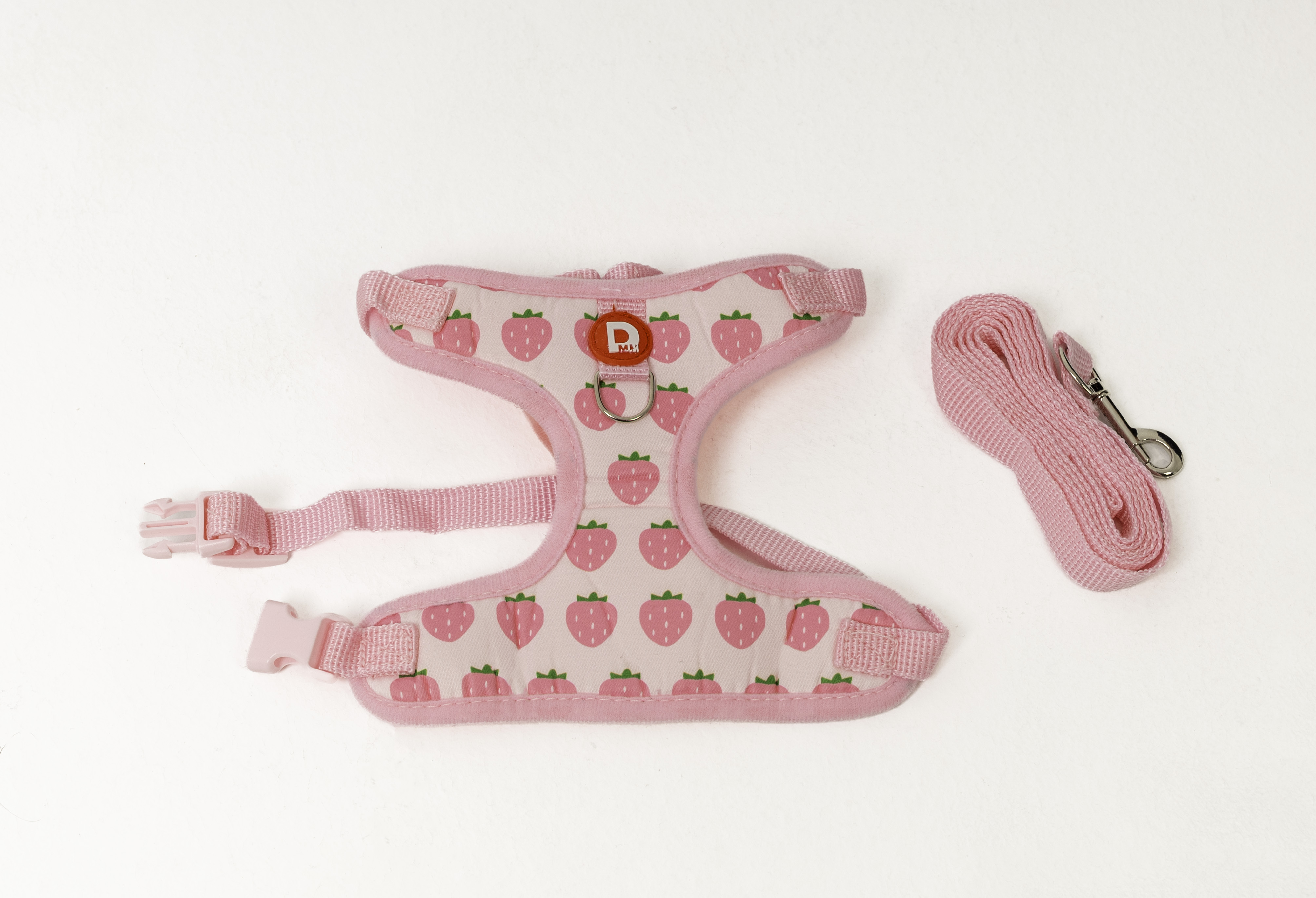 Pink Strawberry Harness & Leash Set for Dogs 2